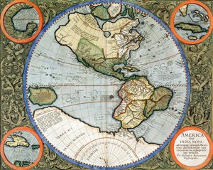 ニューアメリカまたはインド、イギリス諸島から、アトラスフィギュラから &39;1595年公開 作： Michael Mercator